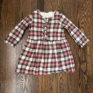 Baby Gap Holiday White Red Flannel Dress | 3T